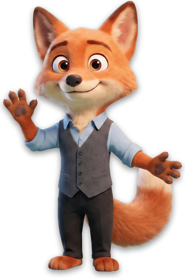Renard, la mascotte d'Autorenard, vous salue